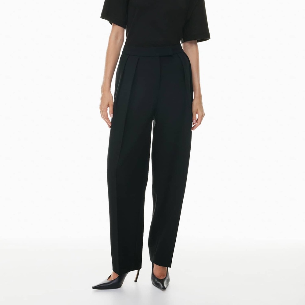 Aritzia Babaton Noto Pant High Rise Pleated Relaxed Fit Black Womens Pants Sz 10